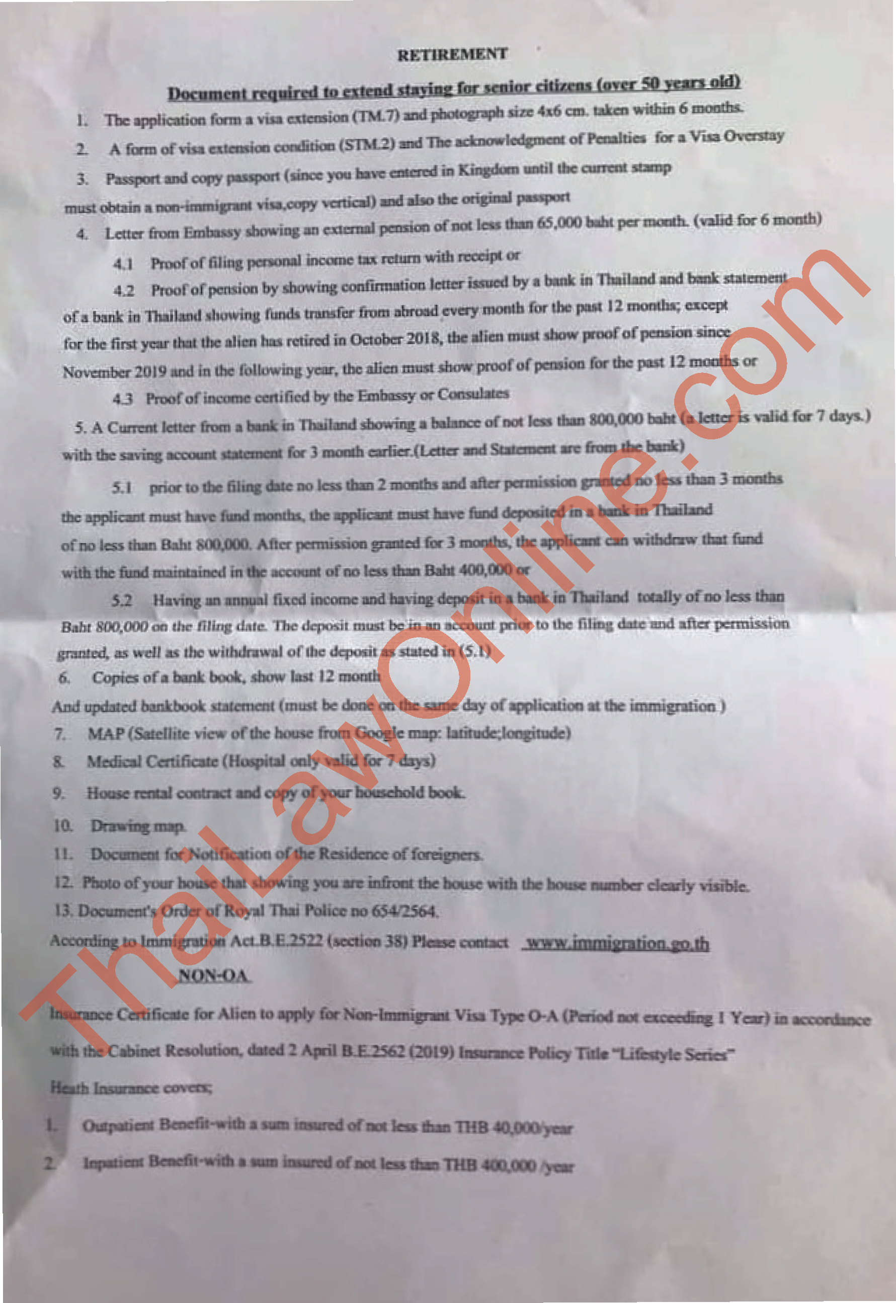 Extension based on retirement in Thailand