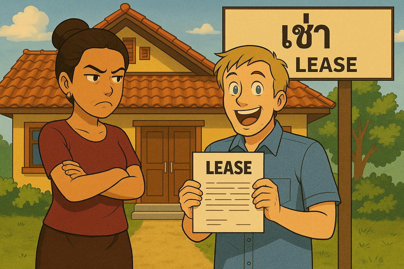 Foreigner happy to have made a lease agreement in Thailand