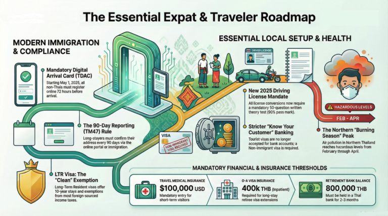 Infographic about moving to Thailand with visa compliance and others