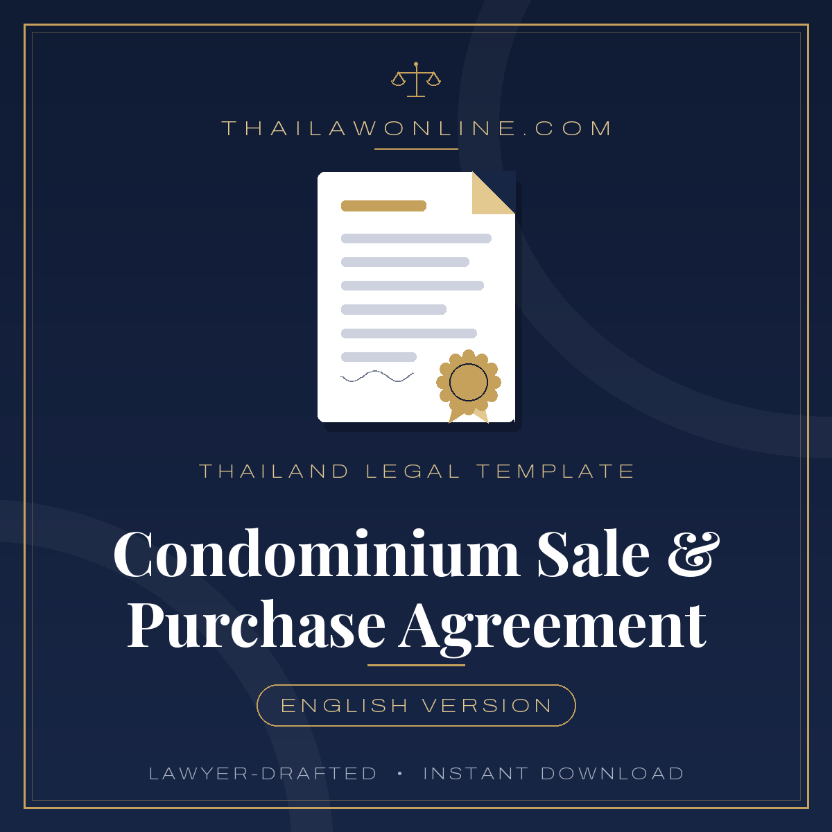 Modèle de contrat de vente et d'achat de copropriété pour la Thaïlande : contrat en anglais rédigé par un avocat pour l'achat ou la vente d'un condo