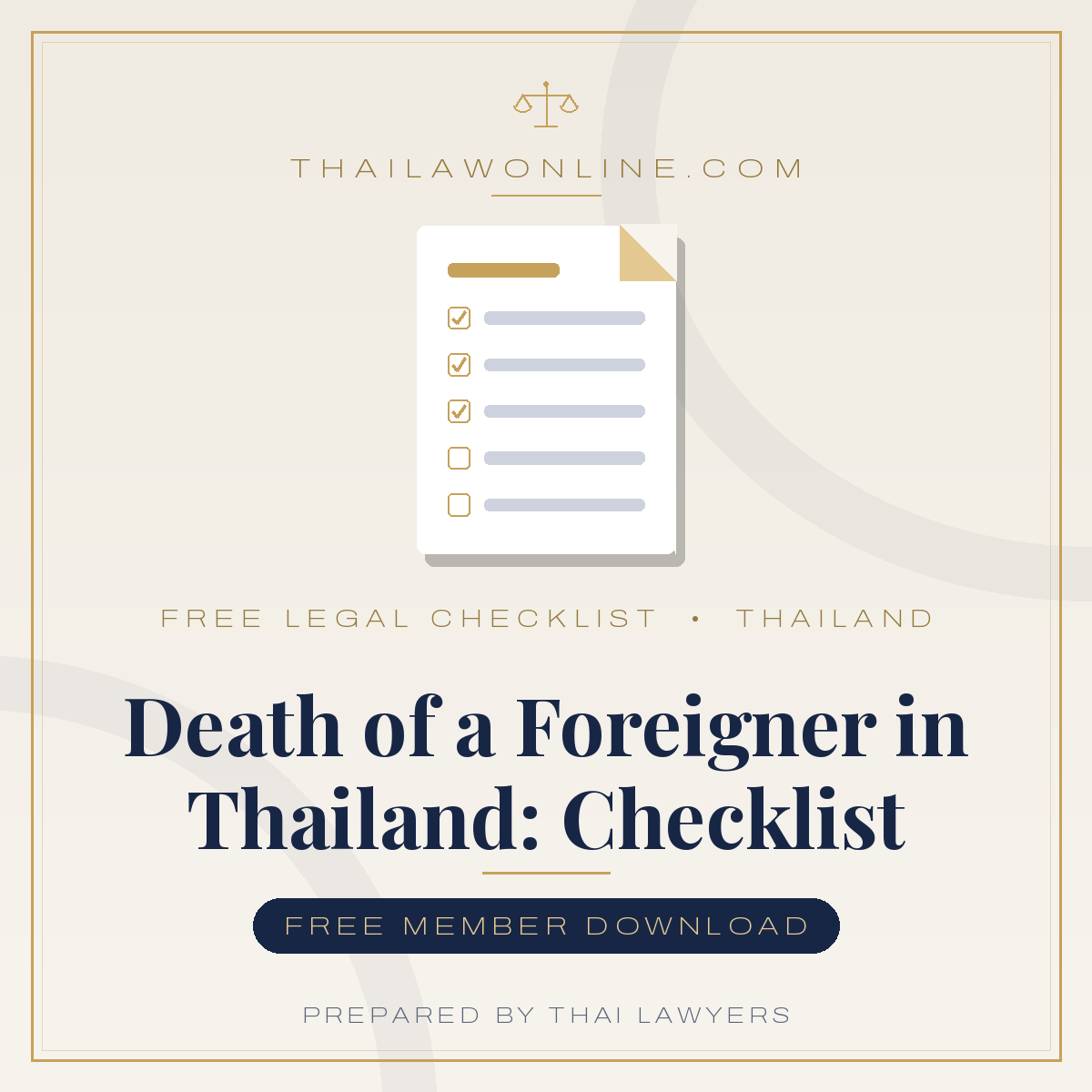 Free checklist for the death of a foreigner in Thailand – legal steps for family, embassy and Thai authorities