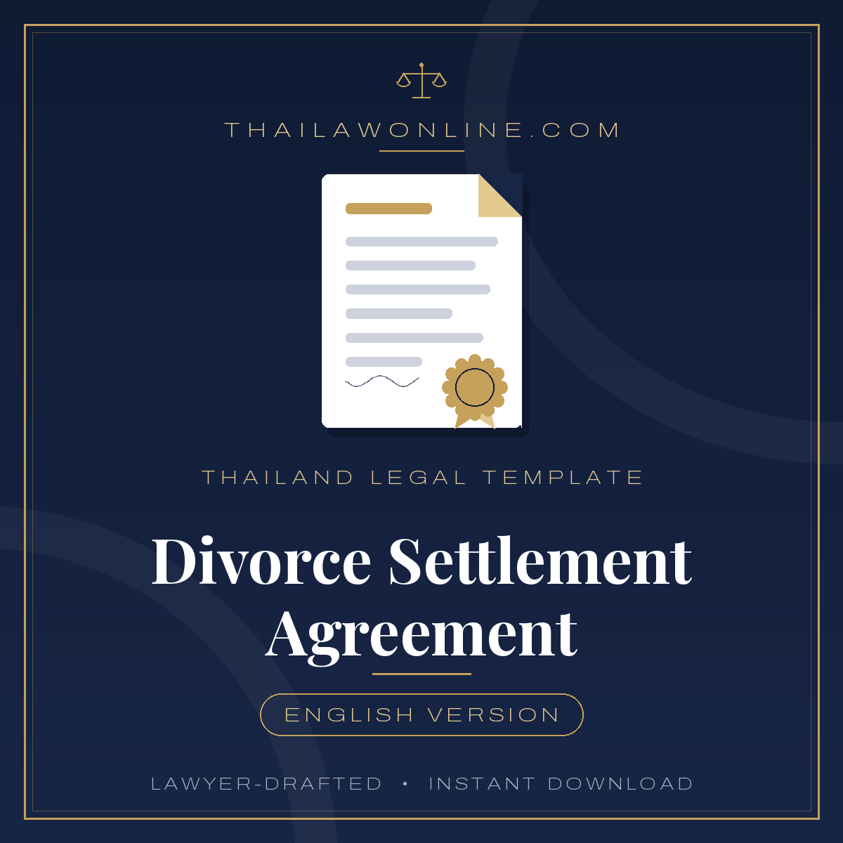 Modèle de convention de divorce pour la Thaïlande : Contrat de divorce en anglais couvrant les biens, la garde et la pension alimentaire