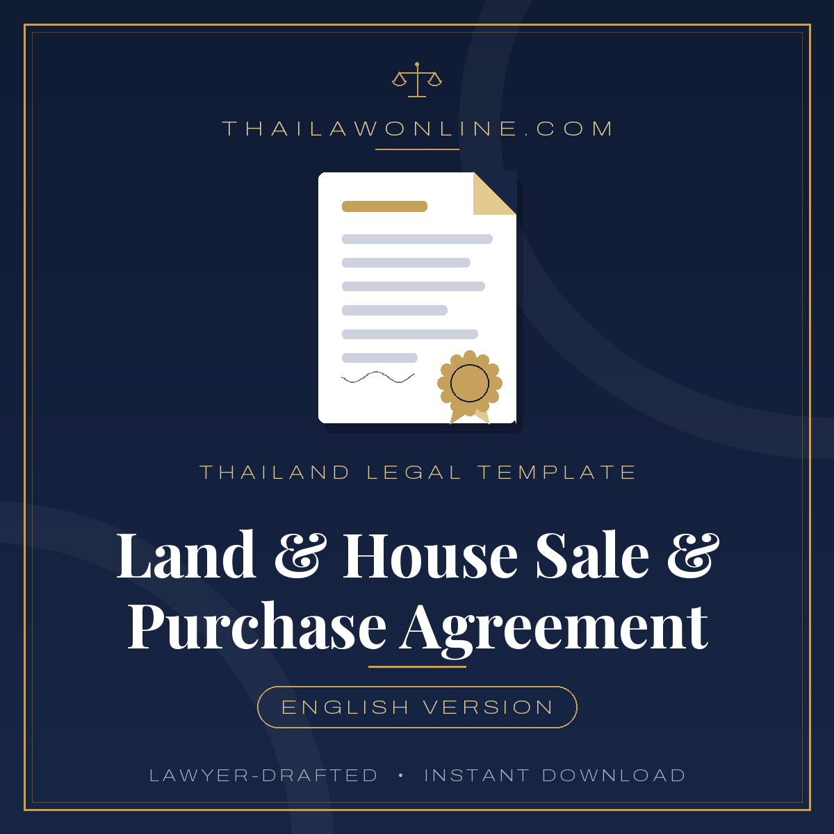 Modèle de contrat de vente et d'achat de terrain et de maison pour la Thaïlande : Contrat d'achat de bien immobilier en anglais rédigé par des avocats thaïlandais