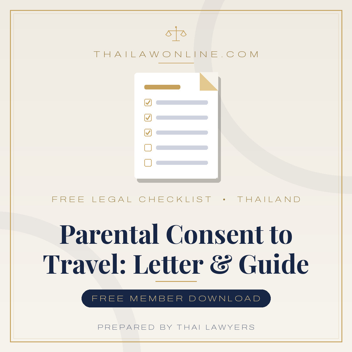 Free parental consent to travel letter and guide for Thailand – template for minors travelling with one parent