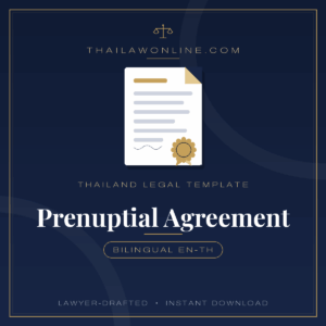 Prenuptial agreement template for Thailand – bilingual English-Thai prenup for marriage registration at the district office