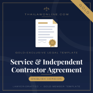 Service and independent contractor agreement template for Thailand – English freelance and services contract, lawyer-drafted