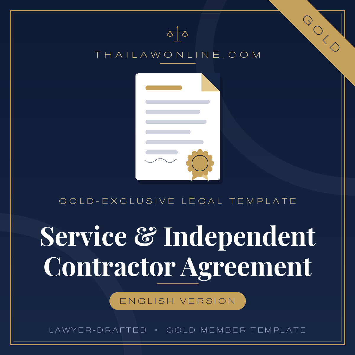 Service and independent contractor agreement template for Thailand – English freelance and services contract, lawyer-drafted