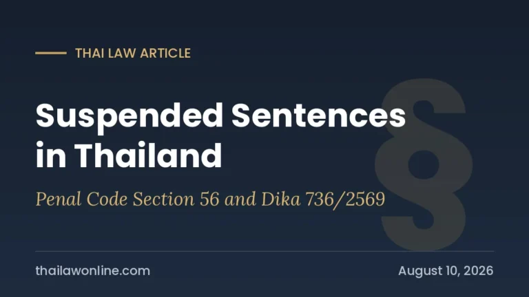 Suspended sentences in Thailand under Penal Code Section 56, Supreme Court Dika 736/2569