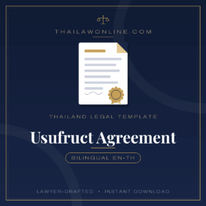 Usufruct agreement template for Thailand – bilingual English-Thai contract for lifetime rights over Thai land and property