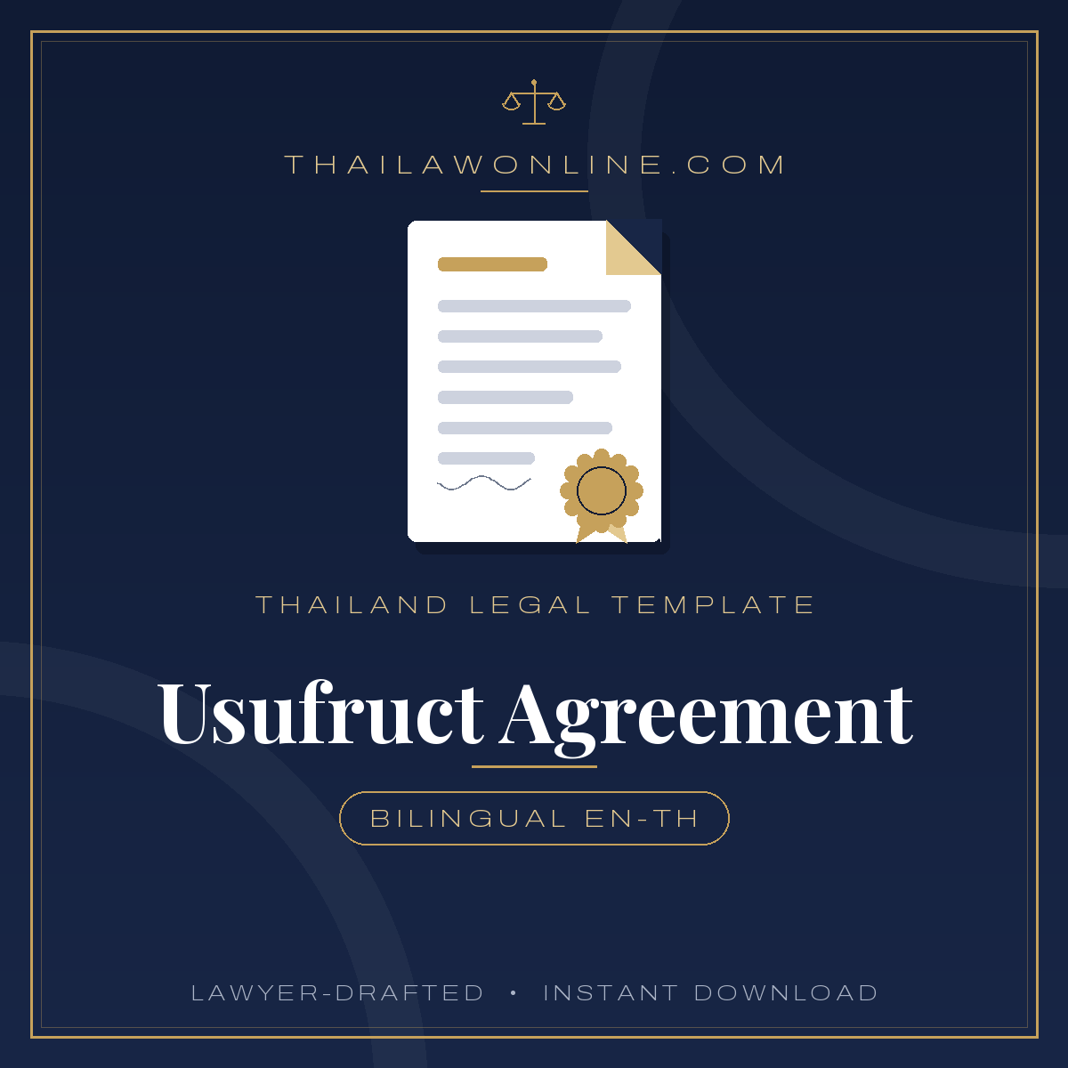 Modèle de contrat d'usufruit pour la Thaïlande : contrat bilingue anglais-thaï pour des droits viagers sur un terrain et un bien immobilier thaïlandais