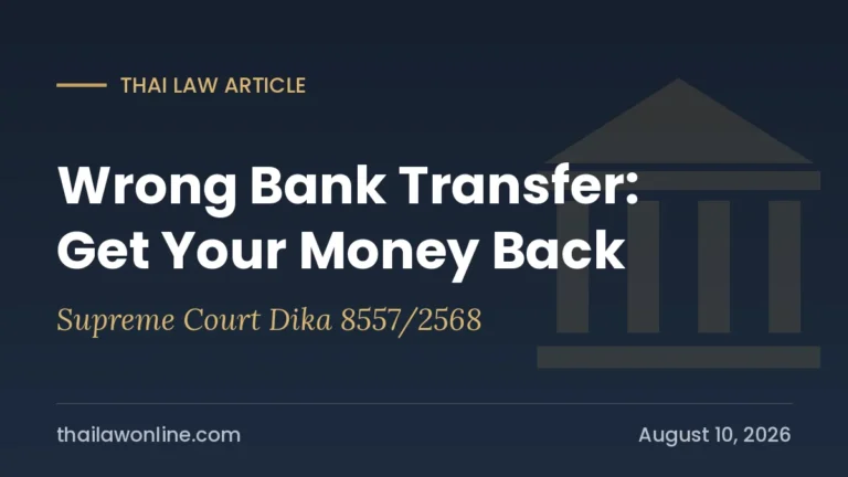 Wrong bank transfer refund in Thailand, Supreme Court Dika 8557/2568