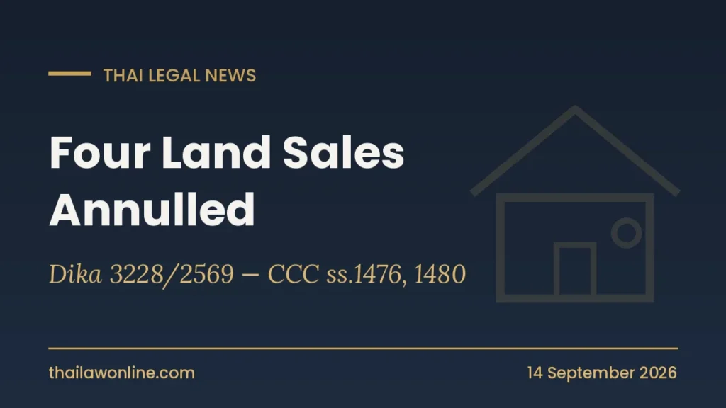 Thai Supreme Court Dika 3228/2569 - land sales without spousal consent annulled